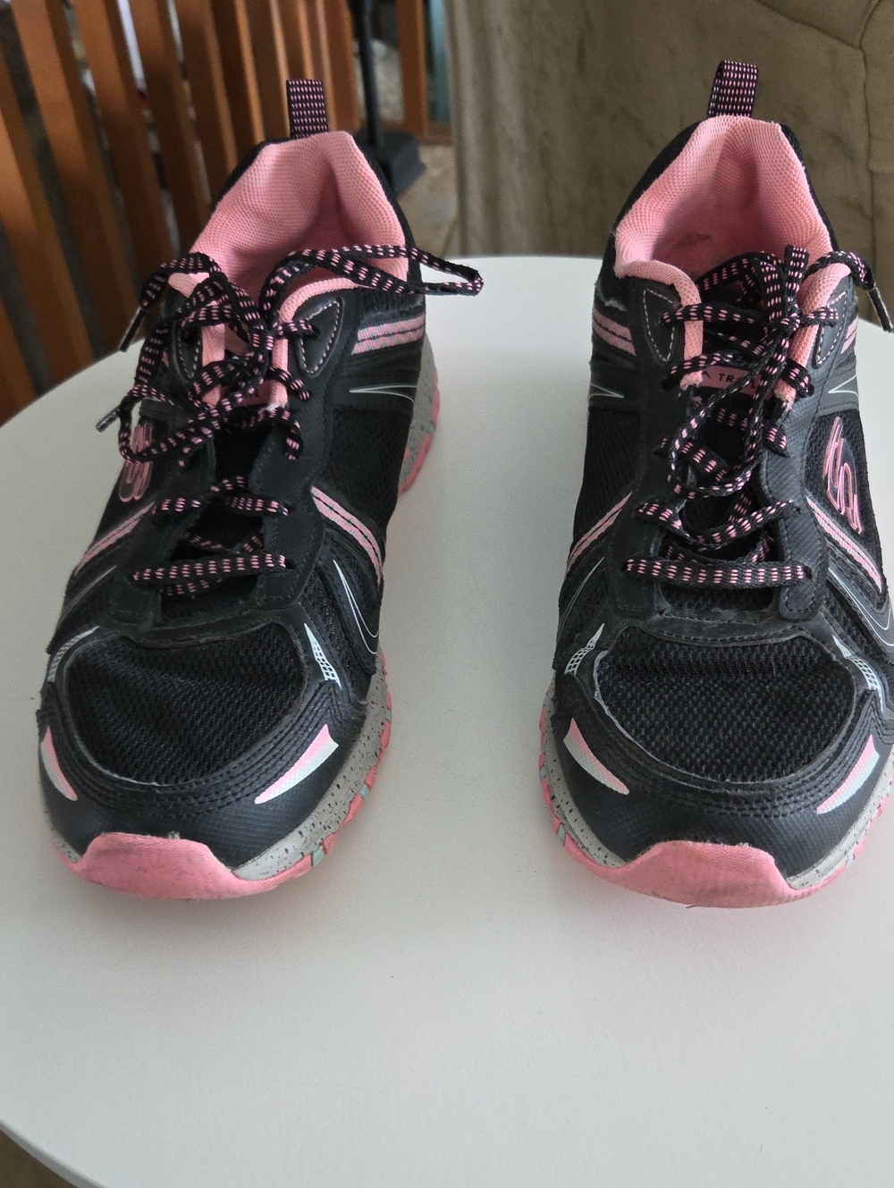Women's Black and Pink Athletic Sneakers